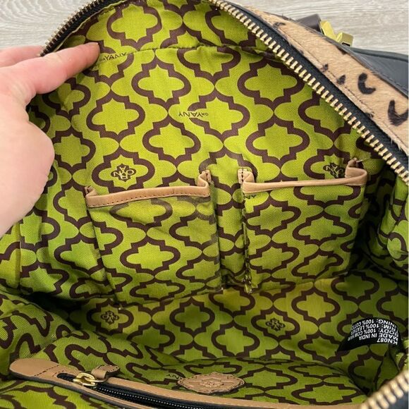 orYANY Leopard Cow Calf Hair Leather Studded Satchel Crossbody Handbag Purse Cow - Picture 4 of 16